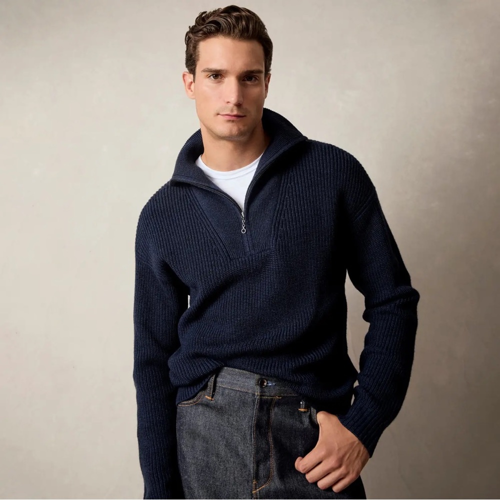 Todd Snyder Merino Half-Zip Sweater in Navy - NWT